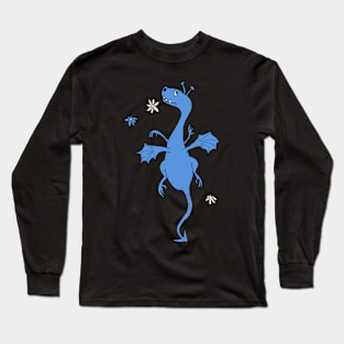 Flap your wings in the flower rain - blue Long Sleeve T-Shirt